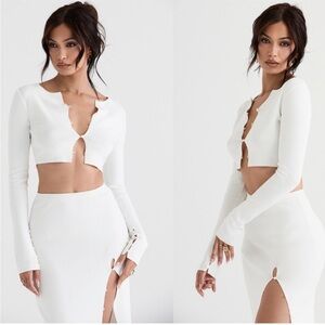 HOUSE OF CB 'Eloise' Ivory Cropped‎ Cardigan NWOT